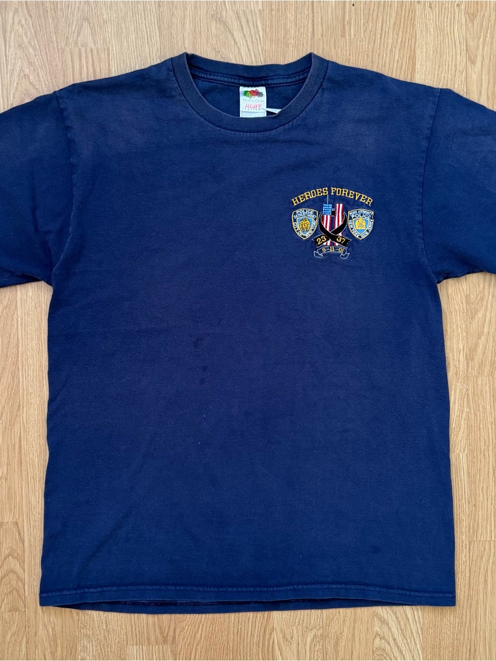 Vintage 9/11 Heroes Forever NYC Police Memorial T-Shirt Large Navy